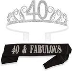 MEANT2TOBE 40TH Birthday Sash And Tiara For Women - Fabulous Glitter New. Price: $15.99.