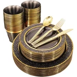 Nervure 150PCS Clear Black Plastic Plates - Gold Party And Gol... New. Price: $52.88.