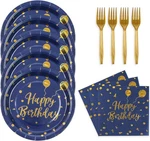 Kfjbpb 48PCS Blue And Gold Birthday Plates Napkins Set New. Price: $15.61.