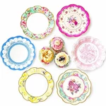 Lot Of 24 Pretty Floral Pattern Cardboard Plates Disposable Decorations Neuf. Price: $24.41.