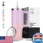 Tweevo 40 Oz Stainless Steel Tumbler W/ Handle & Straw - Double Wall, Purple New. Price: $32.38.