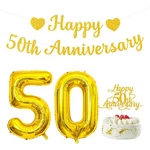 50TH Anniversary Party Decorations Includes Gold Glitter Banner,cake TOPPER,3... New. Price: $11.88.