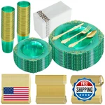 Syosof 350PCS Clear Green Plastic Plates Disposable Dinnerware Sets For New. Price: $78.02.
