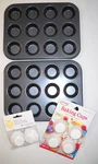 - 12 Mini Muffin Pans, Carbon Steel Nonstick, 200 Crave, Wilton Paper Cups New. Price: $10.99.