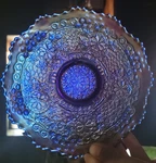 Blue Pressed Glass Grape & Vine Round Plate, Decorative Fruit Pattern New. Price: $50.00.