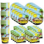 16-GUEST School Bus Birthday Party Supplies Set Plates Napkins Cups Kit New. Price: $28.42.