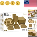 Elegant Gold Party Plates Set: Disposable 350 Pcs Dinnerware For Seamless Events New. Price: $72.99.