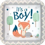 Bear-ly Wait Boy Blue Animal Baby Shower Party 7" Square Dessert Plates New. Price: $9.99.