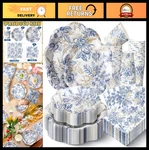 250 Pcs Blue Floral Disposable Plates & Napkins Set For Guests - Wedding Pa New. Price: $69.99.