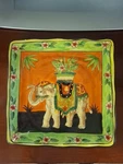 New West Indies China Raj Elephant 11 Square Luncheon Dinner Serve Plate Used. Price: $50.00.