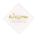 Funny Cocktail Napkins "welcome Please Leave By 9PM" 20PCS 6.5"X6.5" New. Price: $16.28.