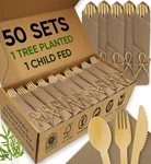 Ecopreps Premium Rolled Brown Paper Napkin And Bamboo Cutlery Set (50 Pack New. Price: $49.49.
