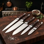 Custom 5PC Kitchen Knife Set Handmade Rosewood Mosaic Pin Professional Chef Gift New. Price: $93.48.