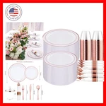 350 Pieces Rose Gold Plastic Dinnerware, Guests Disposable Plates With Ros... New. Price: $79.99.
