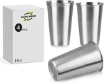 4PACK 16 Oz Steel Pint Cups,stainless Large, Color New. Price: $14.52.