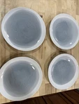 American Atelier Oasis Blue Gray 10 1/2 Dinner Plates; Stoneware Set Of 4 Used. Price: $19.99.