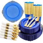 Hioasis 210PCS Blue And Gold Plates - Party For 30 Guest, Include... New. Price: $59.84.