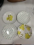 Kate Spade New York Melamine Tidbit Plates Set Of 4 Lemons And Polka Dots X6. Price: $30.00.