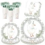 120 Pcs One Silly Goose Birthday Party Tableware Set Green Baby Shower Plates... New. Price: $34.72.