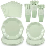Natnarr 175 Sage Green Plates And Napkins Set, 25 Pcs, New. Price: $25.93.