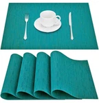 Placemats Set Of 4 Turquoise Heat-resistant Woven Vinyl Non-slip New. Price: $20.81.