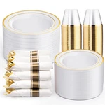 350-PIECE Gold Disposable Plates And Cutlery Set Premium 10.25" Dinner Plat... New. Price: $89.56.