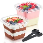 Kucoele 50 Pack 12 Plastic Dessert Cups With Lids And Sporks, Oz, Clear New. Price: $26.99.