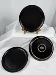 10 Strawberry Street Double Line 8.25" Salad Plate, Set Of 3, Matte Black Used. Price: $25.00.