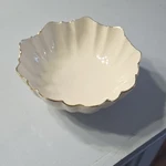Small Lenox Porcelain Ivory Scalloped Glossy Bowl Gold Trim Round American Used. Price: $18.50.