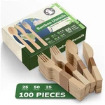 Disposable Bamboo Cutlery Set, 100 Pcs Compostable Wooden Utensils, Eco Forks... New. Price: $26.14.
