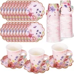 50 Sets Blossom Party Paper Tea Cups And Saucer Disposable Supp... New. Price: $34.87.