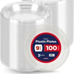 Munfix 100 Clear Plastic Plates Set - 9 Inch Disposable Dinner Bulk Pa... New. Price: $31.67.