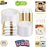 350-PIECE Gold Disposable And Cutlery Set 10.25" Dinner Plates, 7.5... New. Price: $83.19.