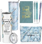 Domensi 6-PC Employee Appreciation Gift Set For Women Blue Marble Tumbler & More New. Price: $49.99.