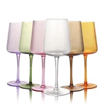 Weirduncle Hand Blown Ribbed Wine With Stem, Lead-free Crystal Glasses, New. Price: $67.99.