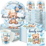 200 Pcs Blue Bear Baby Shower Paper Plates Napkins Cups Party Sup... New. Price: $32.42.