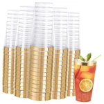 Dayammi 100 Pack Gold Plastic Cups 16 Oz Elegant Clear Rim New. Price: $47.16.