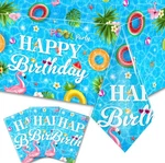 3PIECES Pool Party Tablecloth - Summer Swimming Decoration Disposable P... New. Price: $15.19.