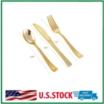 300 Pcs Gold Plastic Silverware Set - Cutlery Disposable Flatware H New. Price: $38.99.