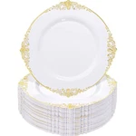 Nervure 100PCS White And Gold Plastic Plates - 10.25INCH Disposable Plat... New. Price: $62.15.