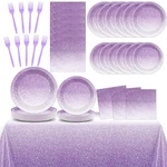 Zoiiwa 98 Pcs Gradient Pastel Purple Tableware - Plates, Napkins, Tablecloth ... New. Price: $28.68.