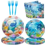 80 Pcs Under The Sea Party Supplies Ocean Disposable Paper Plates Napkins For... New. Price: $19.84.