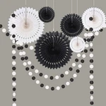 Cheerland Black White Party Decorations Hanging Paper Fans New. Price: $18.69.