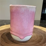 Handmade Ceramic To-go Cup Pink/white Glossy Finish Unique Handle Decorative New. Price: $35.00.