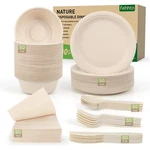Disposable Paper Set 300PCS Compostable Sugarcane Plates, Bowls, Heavy... New. Price: $52.03.