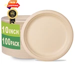 Greenworks 100 Count Heavy-duty Compostable Plates, Inch, Unbleached New. Price: $42.99.