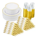 Fijinhom 350 Pieces Gold Disposable Plates For Guests Plastic New. Price: $151.70.