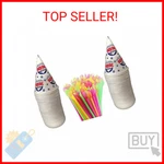 Concession Essentials 200 Count 6OZ Snow Cone Cups With 8" Neon Spoon Straws New. Price: $23.92.
