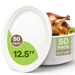 100% Compostable Oval Paper Plates, 12.5INCH 50PACK Disposable Heavy Duty Bag... New. Price: $35.40.