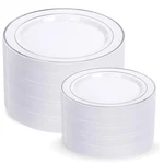 Plastic Plates 200 Pcs Silver Disposable Dinner Dessert Party ET00 I00000 New. Price: $74.99.